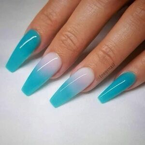 Blue Ombre Coffin Nails